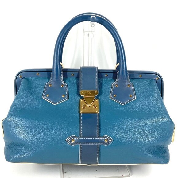 LOUIS VUITTON Blue Leather Tote Bag - Picture 1 of 11